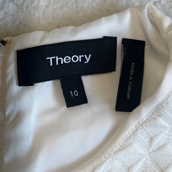 Theory White Sleeveless Textured A-Line Dress - Picture 7 of 11